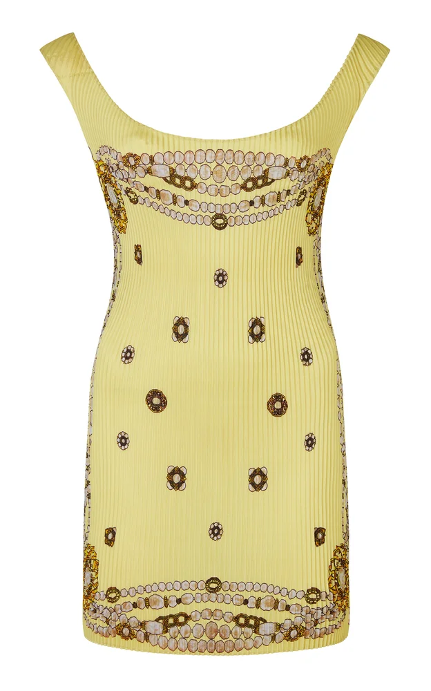 Pleated Scarf Twill Mini Dress