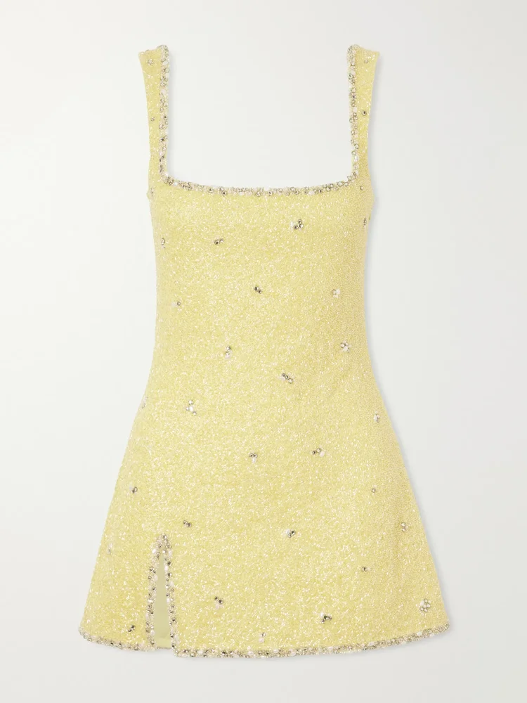 Athena embellished stretch-mesh mini dress