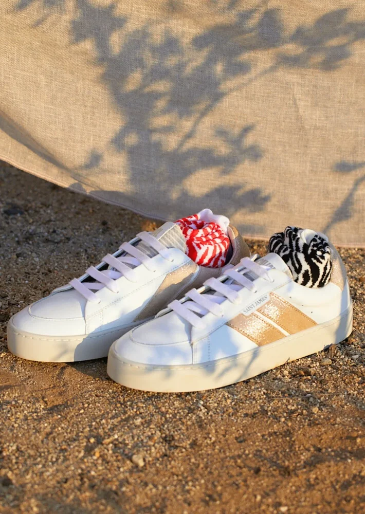 Saint James BASK CAVAL Sneakers (WHITE / GOLD LUREX)