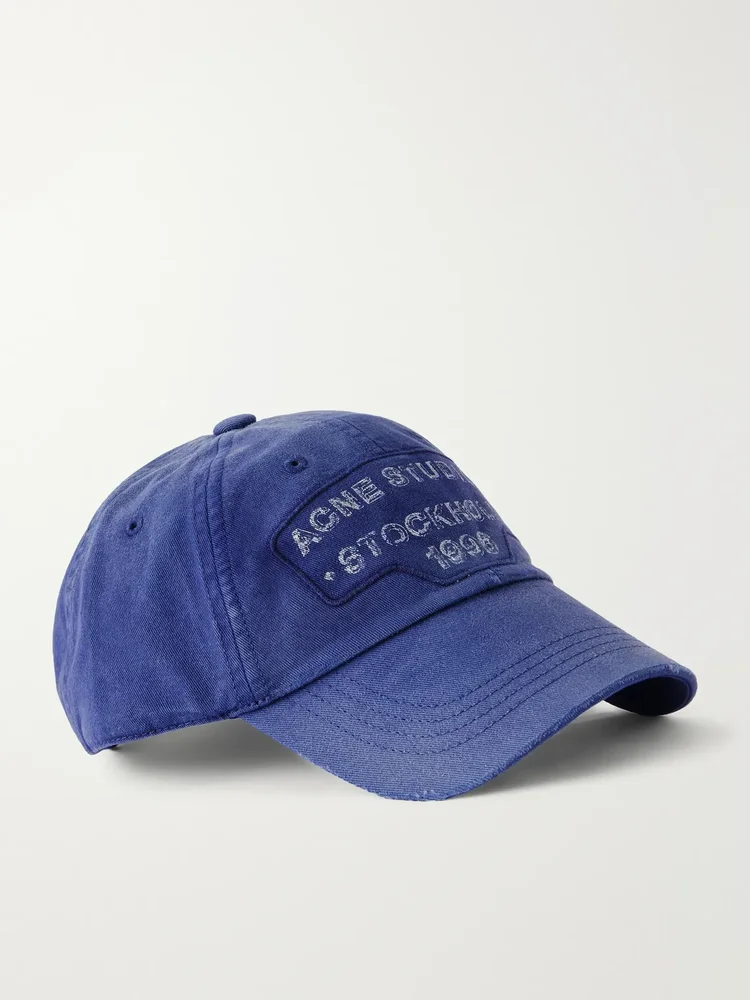 Logo-Printed Distressed Cotton-Twill Baseball Cap