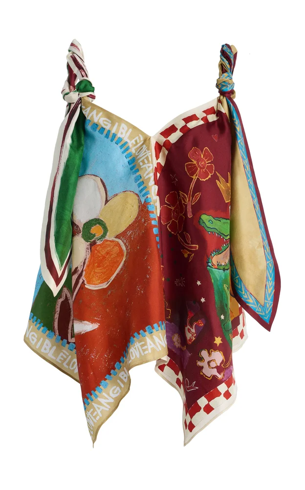 Mlak Printed Silk-Twill Scarf Top