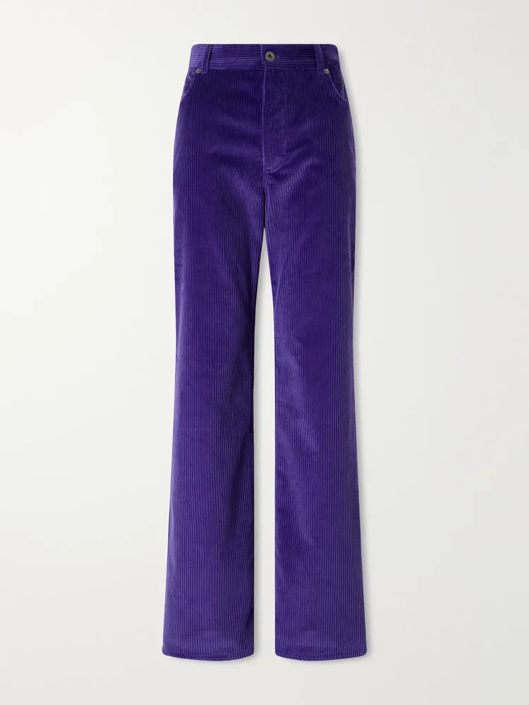 Cotton-corduroy straight-leg pants