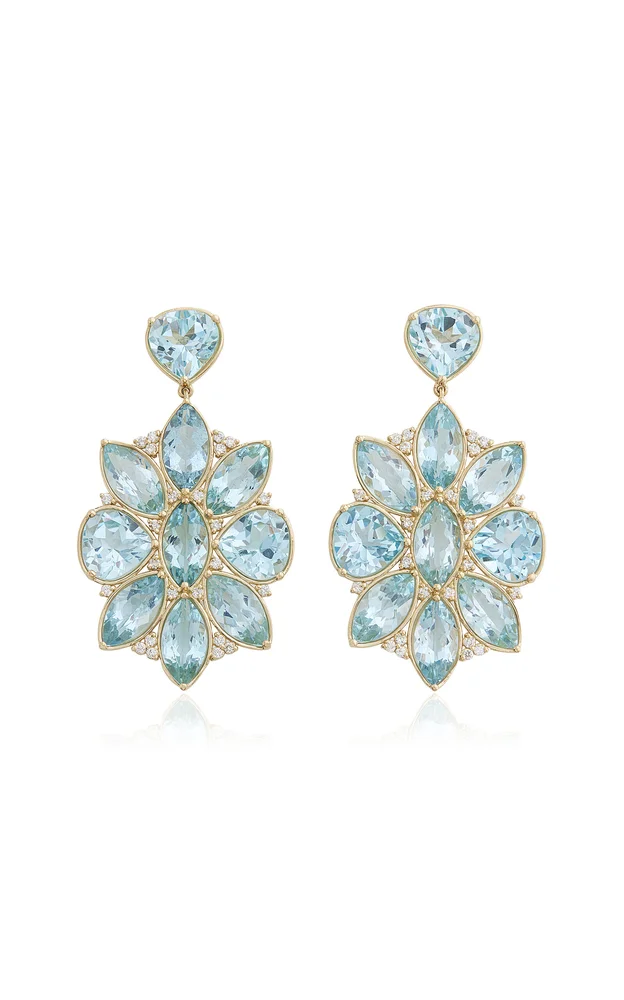 Marquis and Pear Shaped 18K Yellow Gold Multi-Stone Earrings