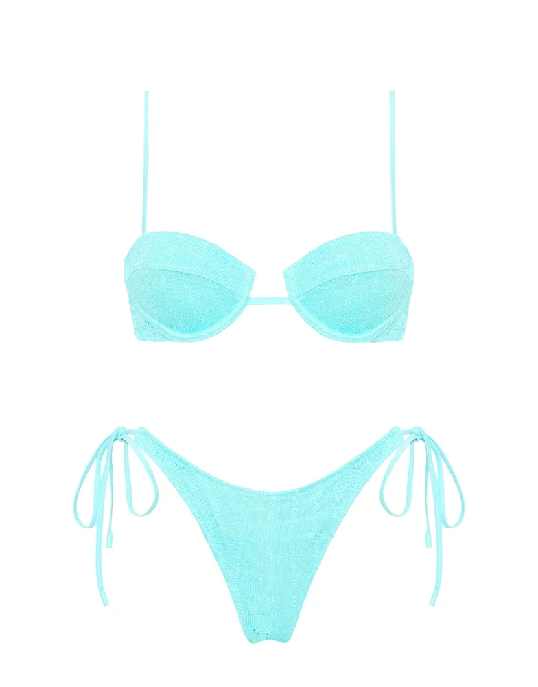 MALA - JAVE Blue Crochet Balconette Bikini Set | Triangl