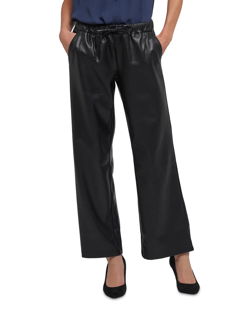 Faux Leather Wide Leg Pants