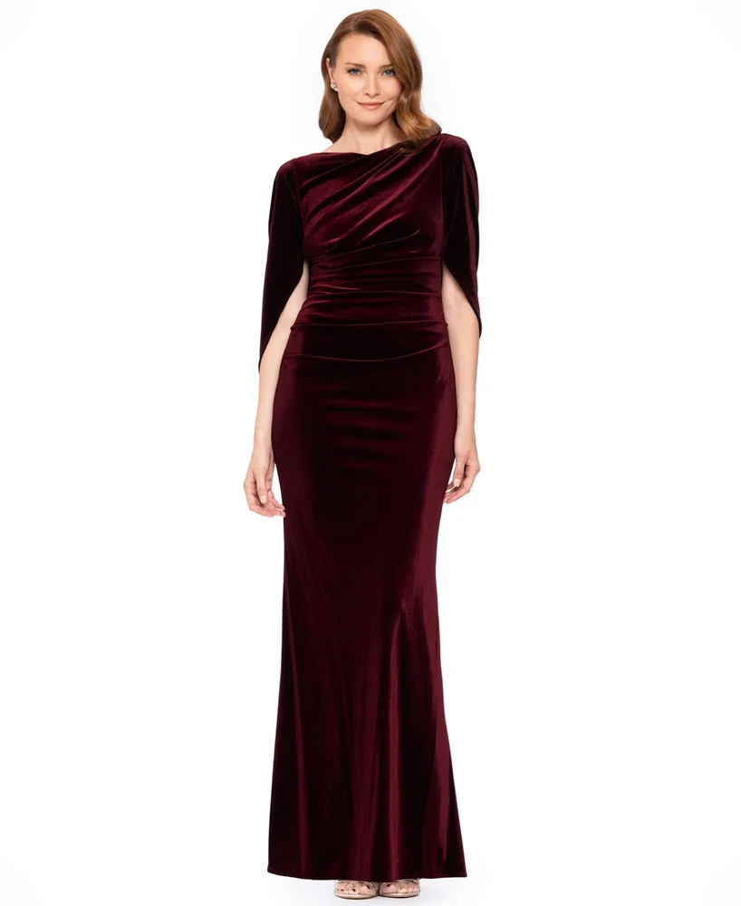 Velvet Draped Back Long Dress
