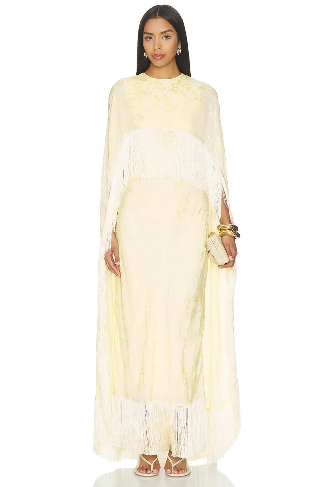 Bernice Jacquard Cape With Fringe