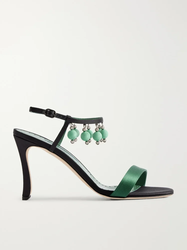 Kasasan 90 bead-embellished satin sandals