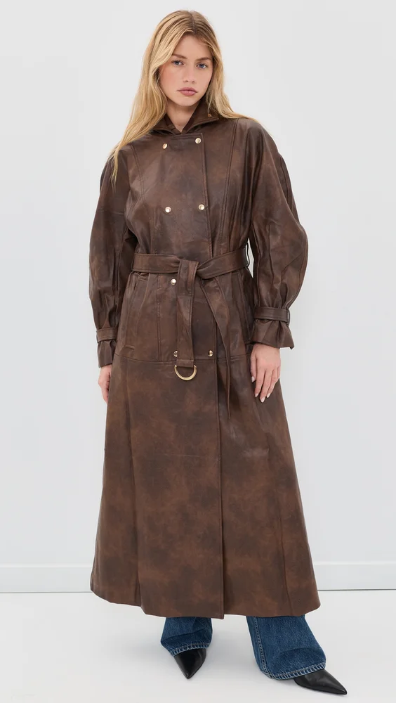 Milana Faux Leather Trench Coat