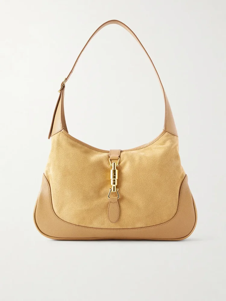 Gucci Jackie 1961 leather-trimmed suede shoulder bag