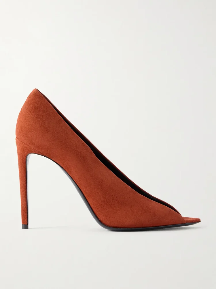 Révélé logo-embellished PVC-trimmed suede pumps