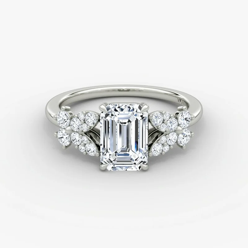 Signature Floral Engagement Ring, Emerald 2.0ct, Platinum