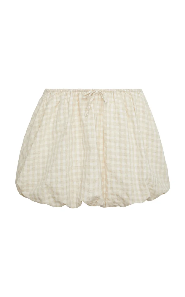 Air Linen Bubble Mini Drawstring Skirt