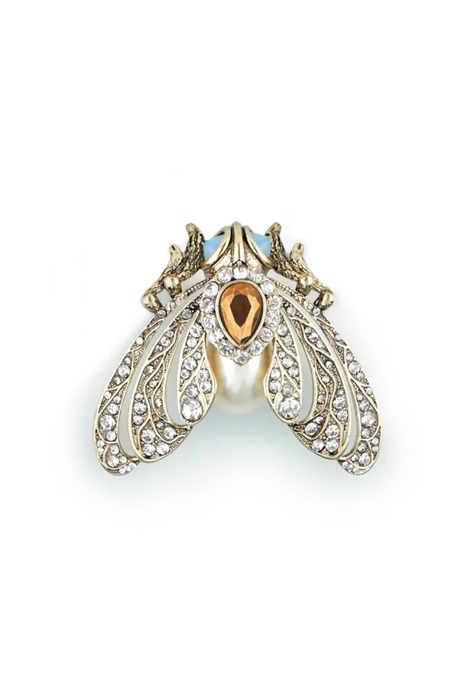 Moth Brooch, Cream Pearl