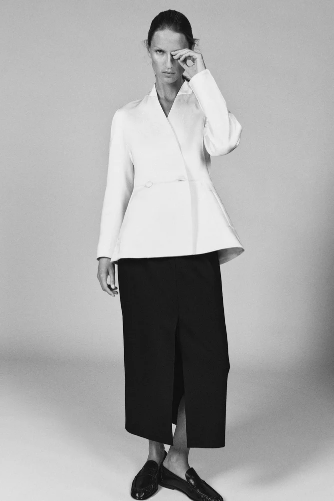 Satin Double-Breasted Blazer