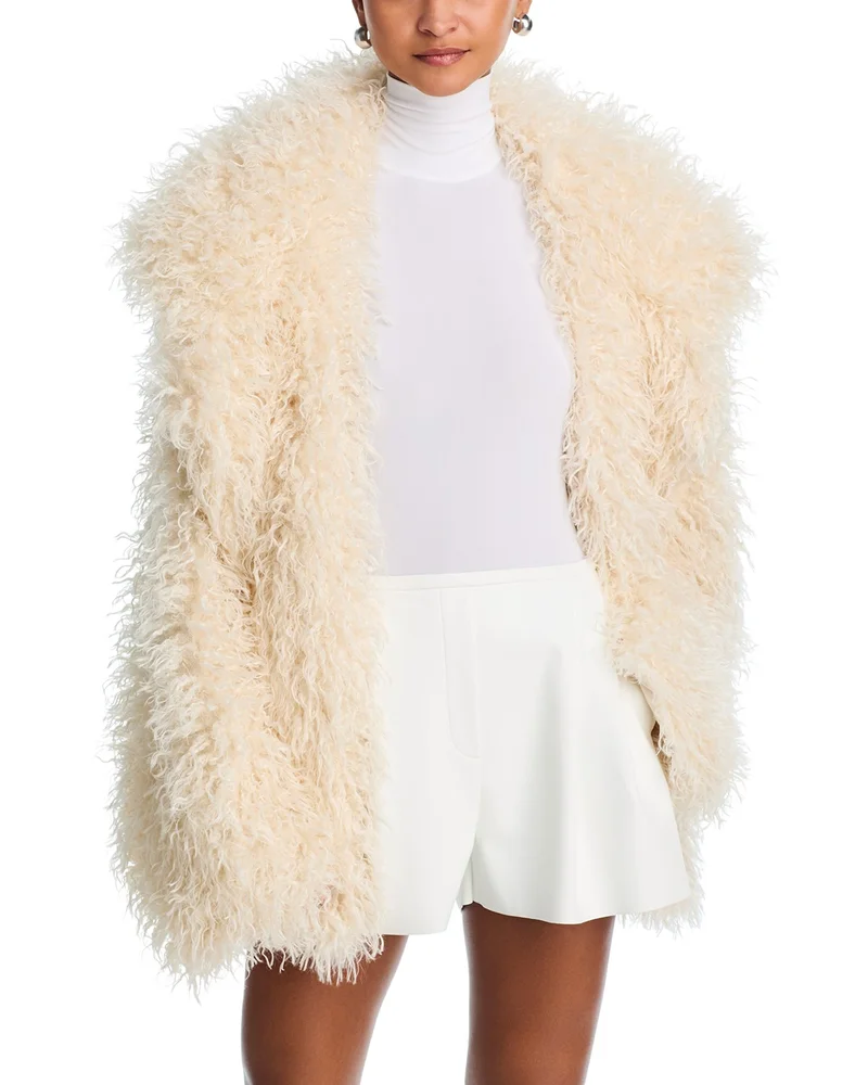 Single Breasted Faux Fur Coat