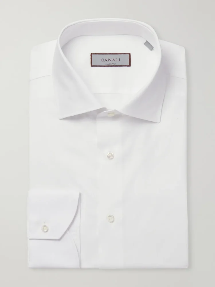 Impeccabile Cutaway-Collar Cotton-Poplin Shirt
