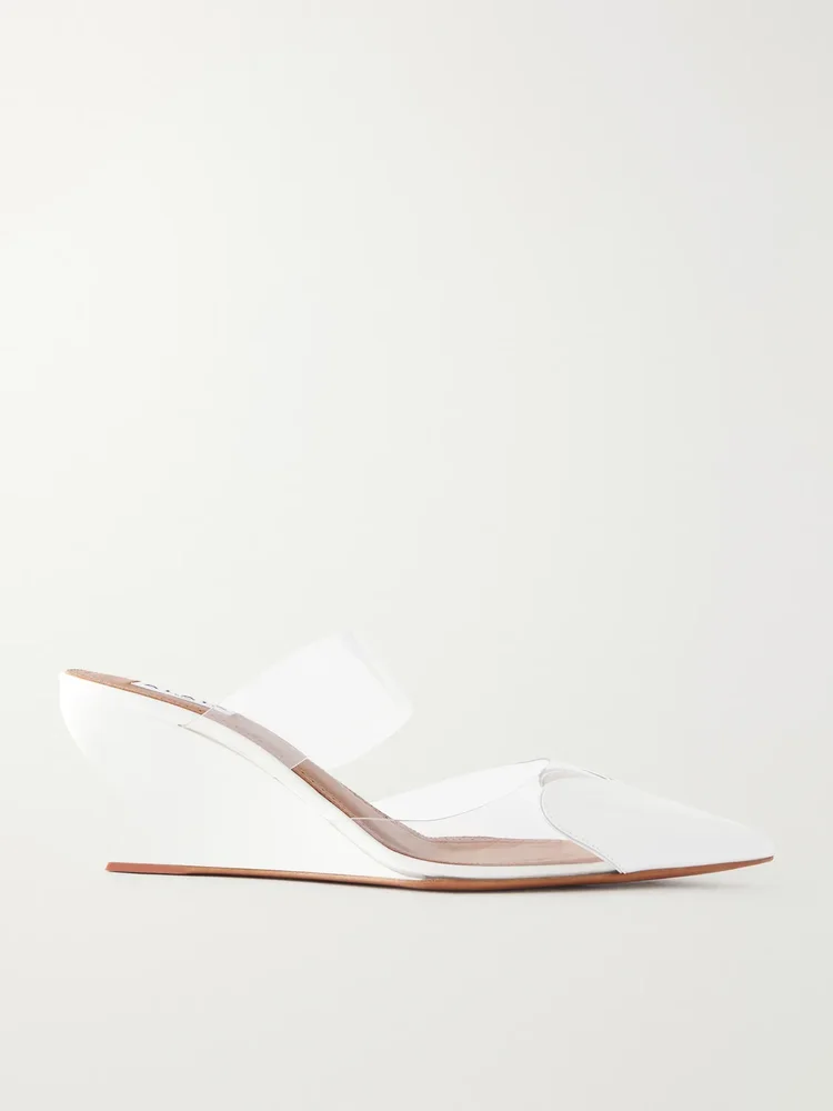 Le Cœur 60 patent-leather and PVC wedge mules