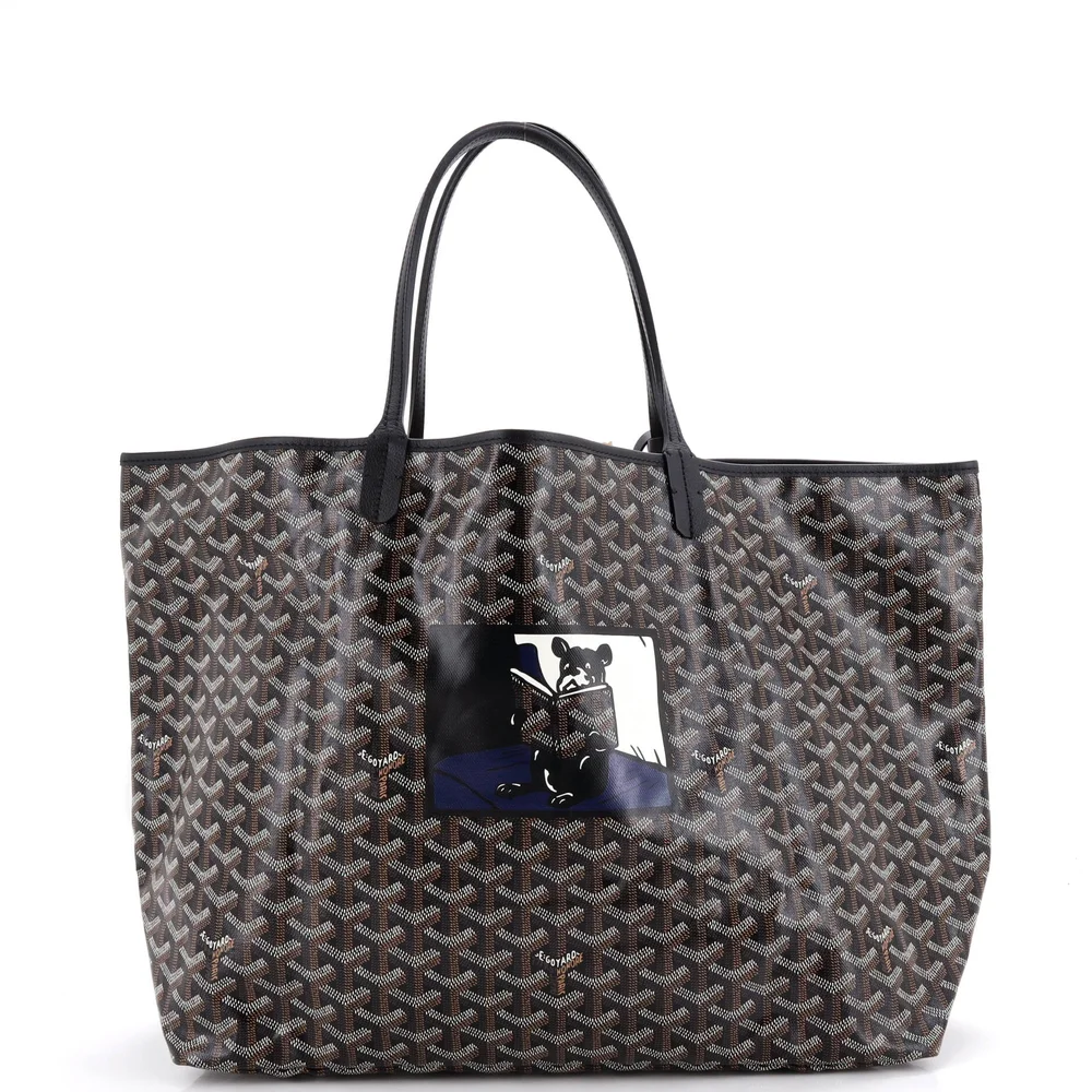 Saint Louis Tote Printed Coated Canvas GM in Black