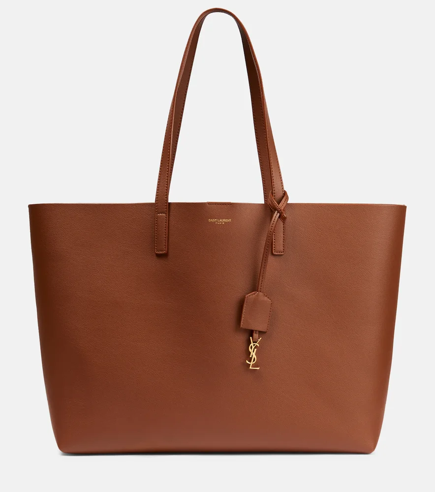 Shopping E/W leather tote bag