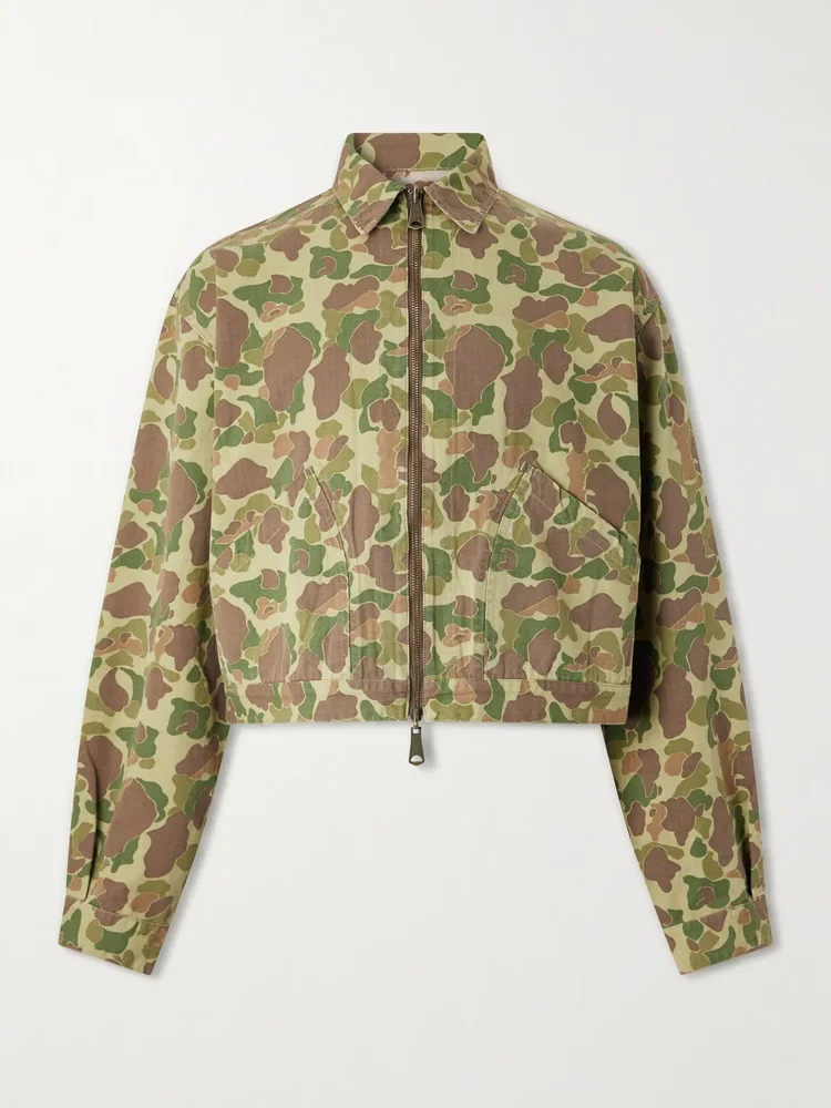 Drizzler Reversible Herringbone Camouflage-Print Cotton Blouson Jacket