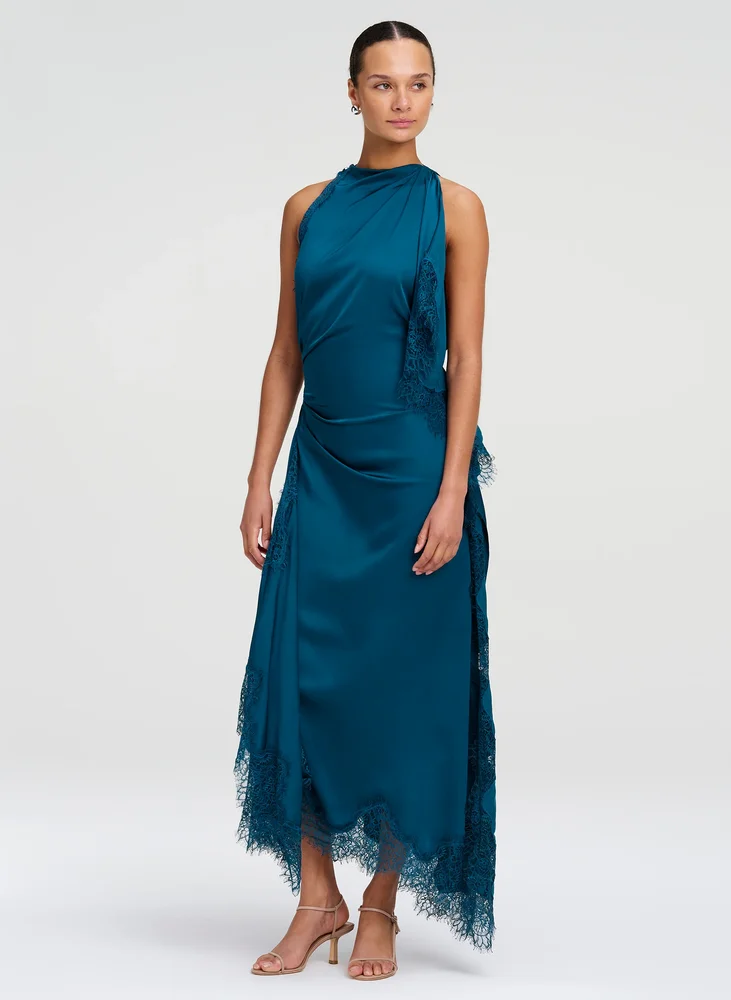 Miriam Satin and Lace Maxi Dress