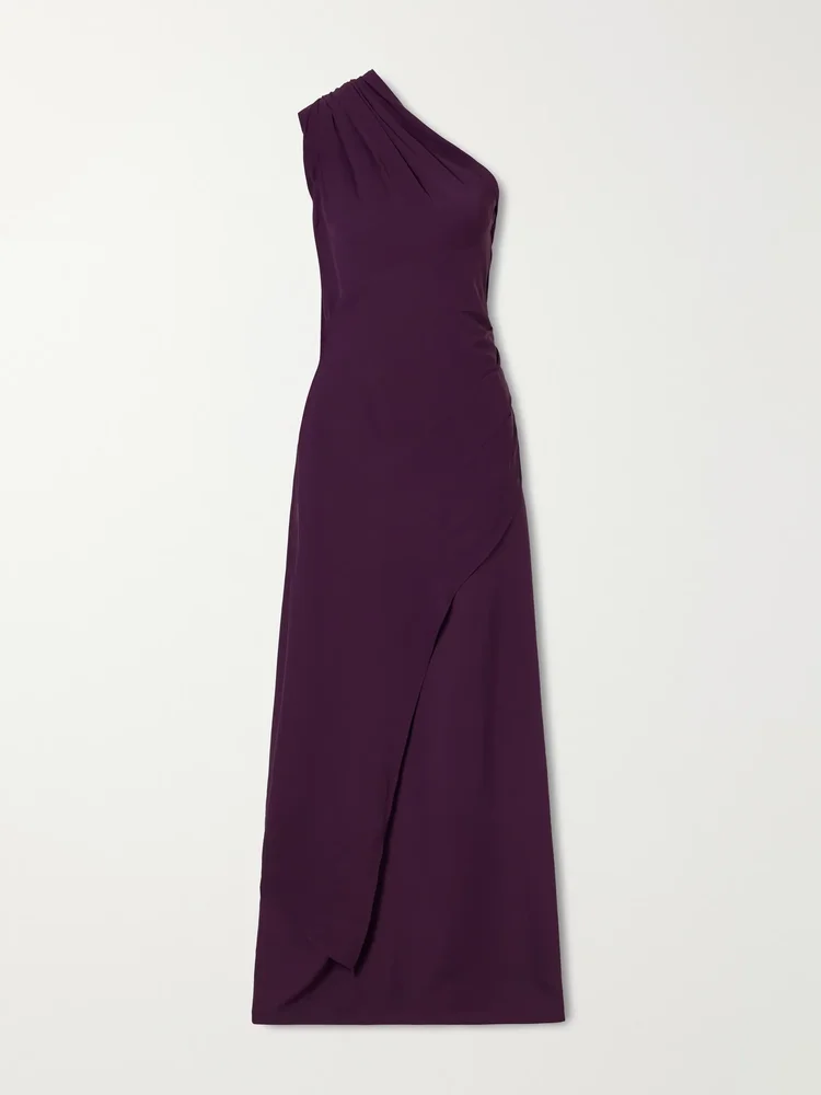 One-shoulder satin gown