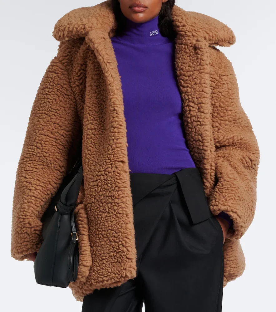 Wool and silk teddy coat