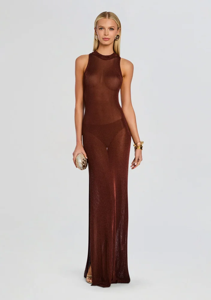 Henne Metallic Knit Maxi Dress