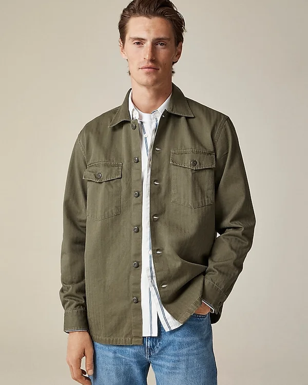 Wallace & Barnes Cotton Herringbone Workshirt For Men