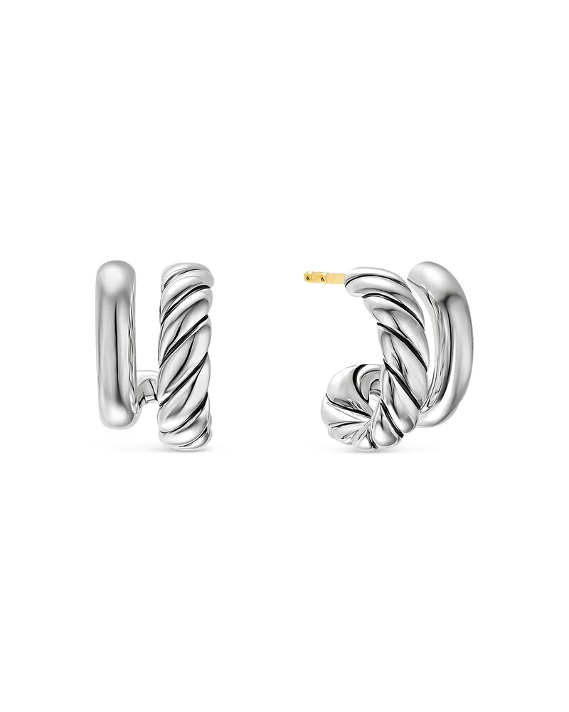 DY Mercer Double Hoop Huggie Earrings in Sterling Silver, 7.8mm