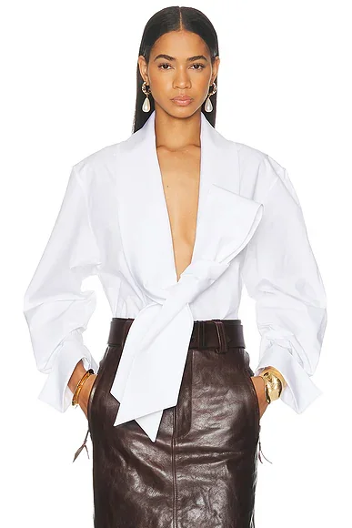 Asymmetrical Tie Blouse