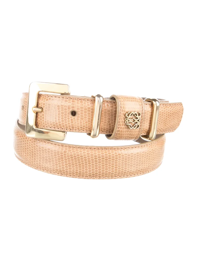 Vintage Lizard Waist Belt (Beige)