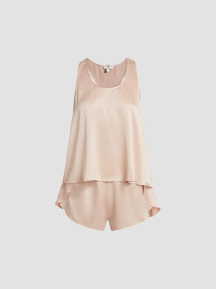 Washable Silk Tulip-Back Pajama Set