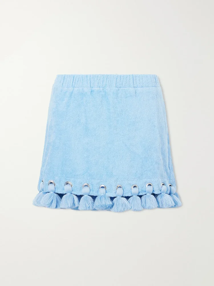 Georgia embellished organic cotton-terry mini skirt