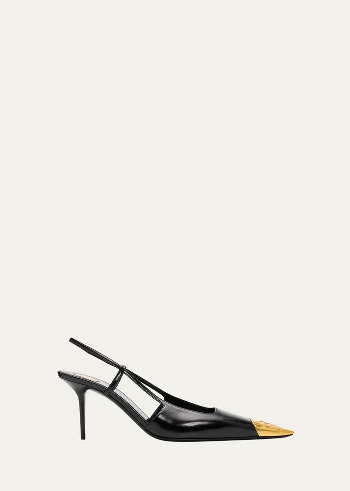 75mm Jeanne Leather Slingback Pumps