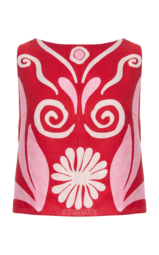 Avelino Printed Linen Top