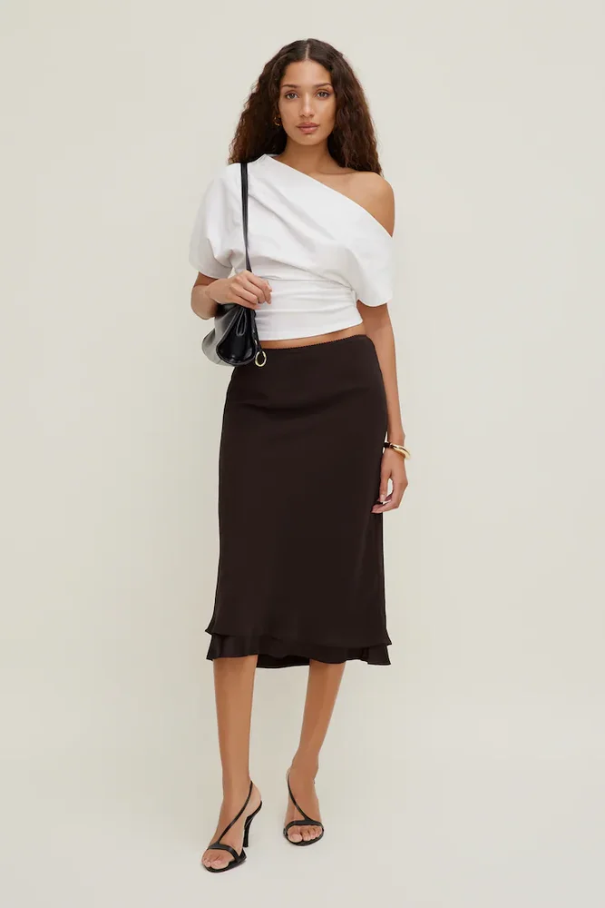 Georgette Satin Midi Skirt
