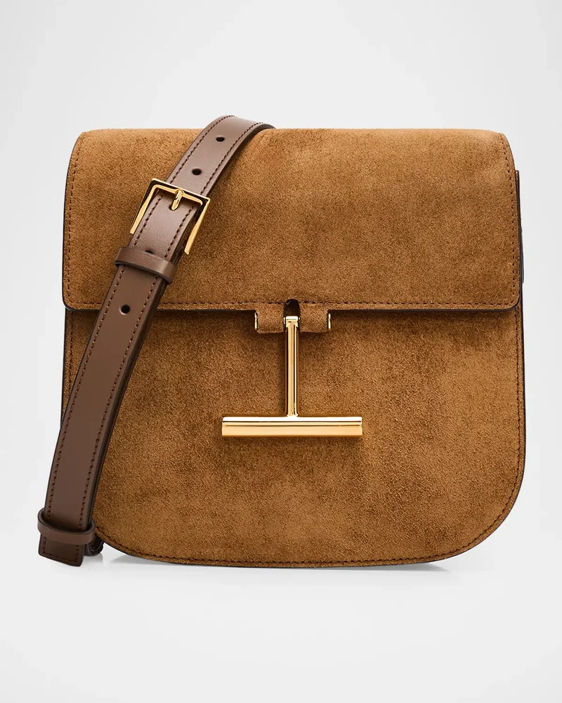 Tara Mini Flap Crossbody Bag in Suede and Leather