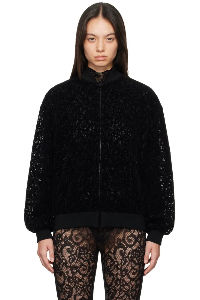 Black Lace Bomber Jacket
