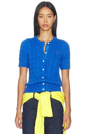 Cotton Short Sleeve Cardigan Sweater