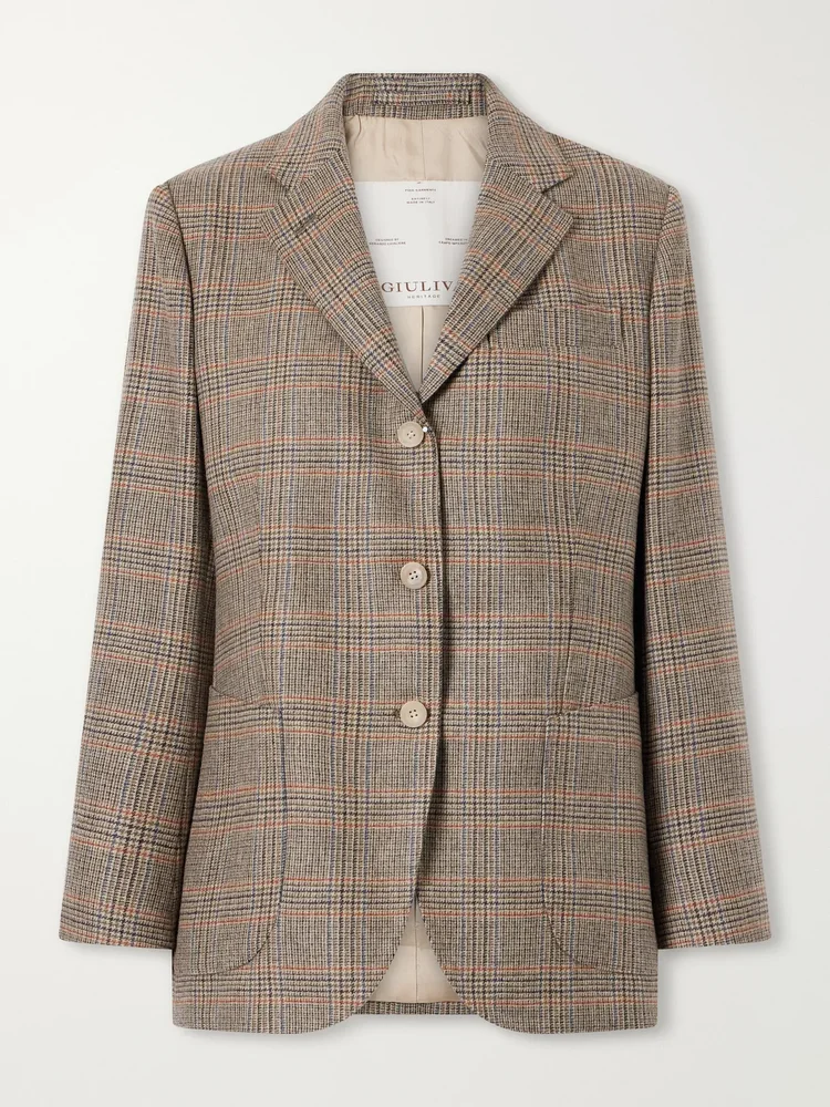 The Andrea Prince of Wales checked wool and cashmere-blend blazer