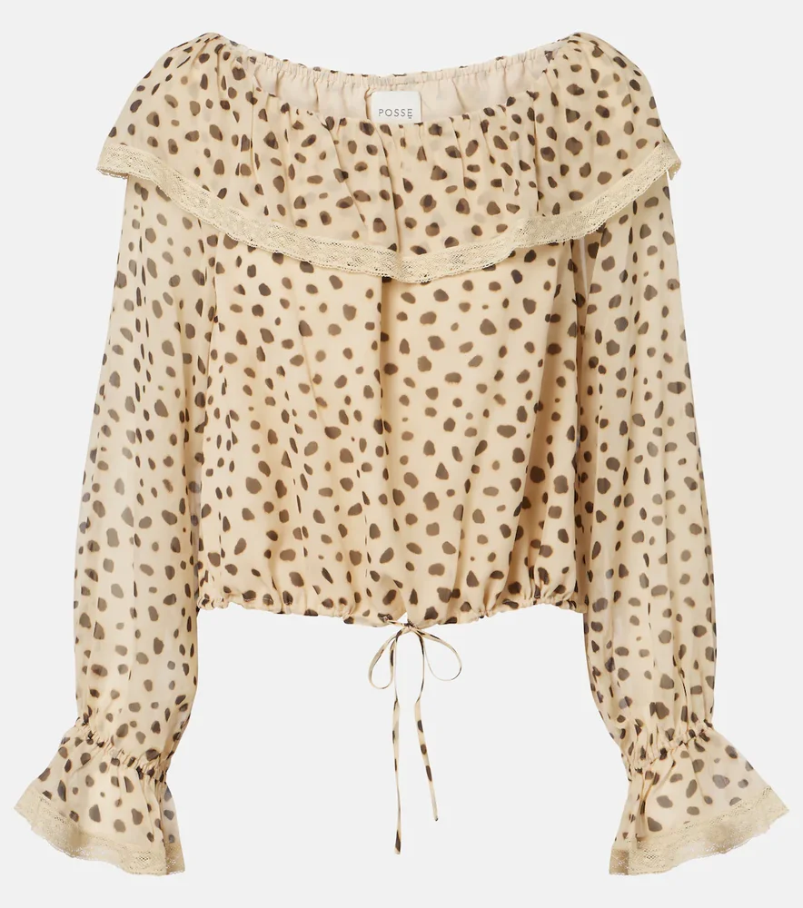 Priscilla leopard-print silk blouse