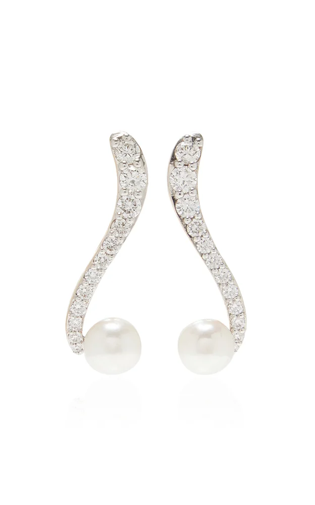 Ray 18K Rose Gold Pearl, Diamond Earrings