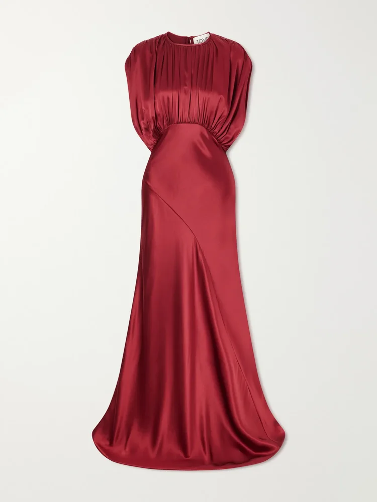 Coco gathered satin maxi dress