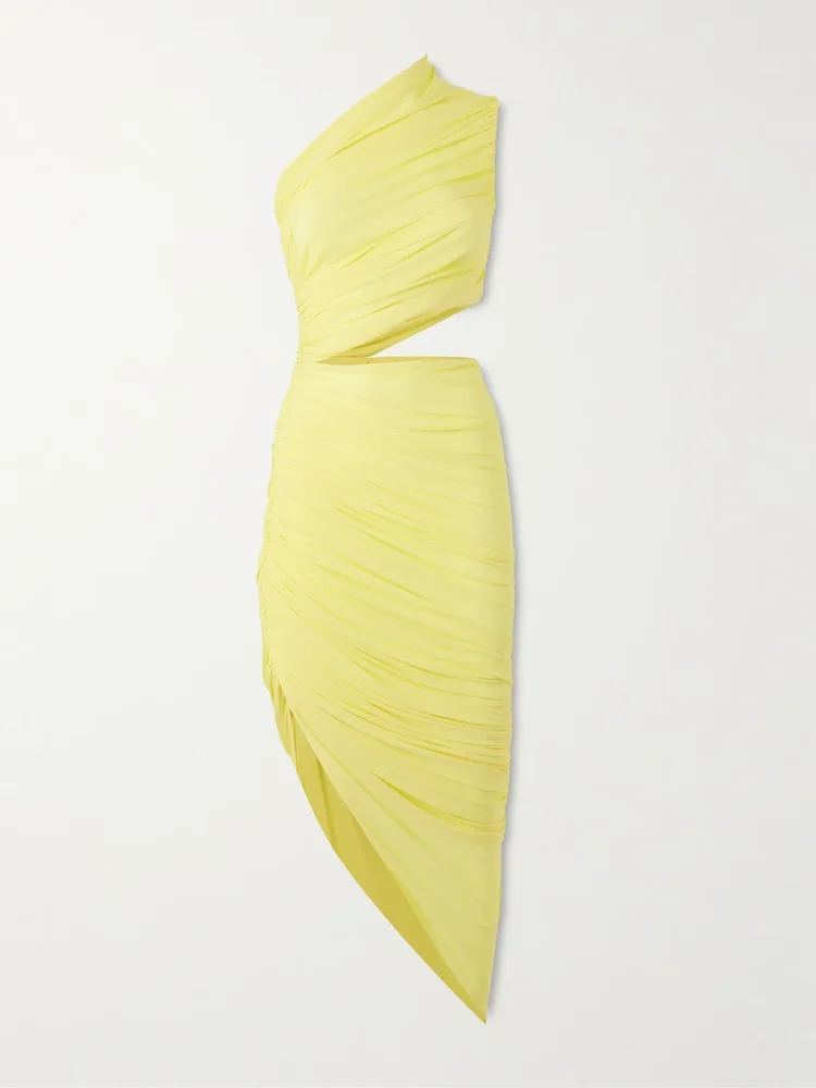 One-shoulder cutout stretch-jersey midi dress
