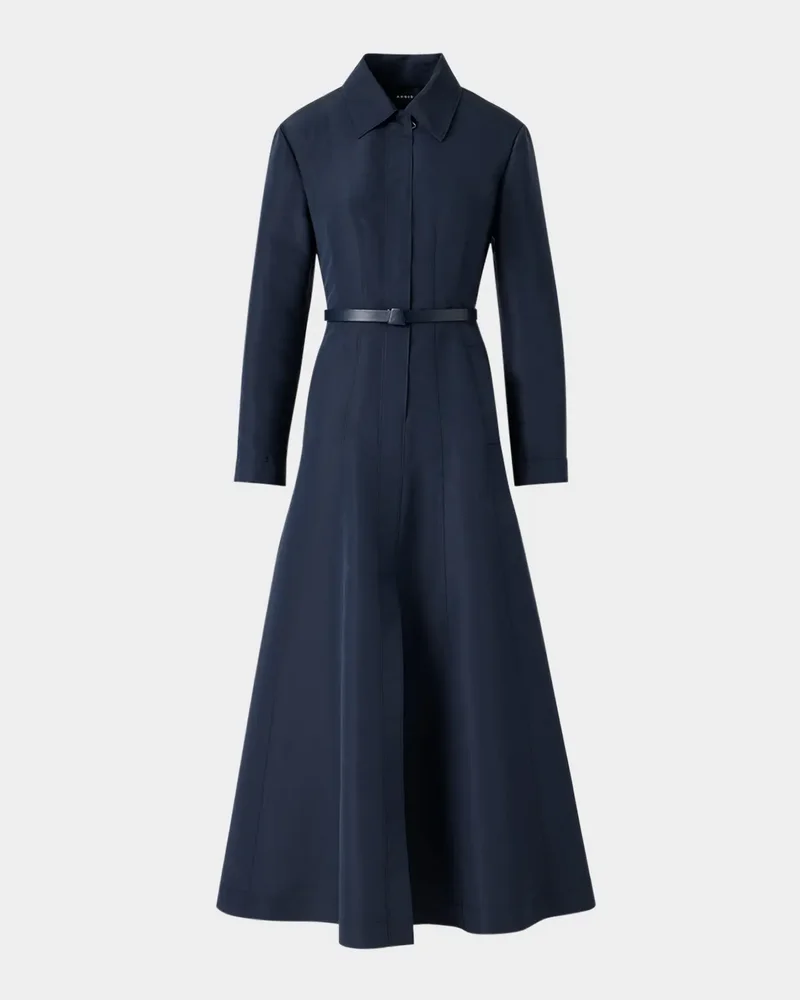 Ottoman Silk Belted A-Line Midi Shirtdress