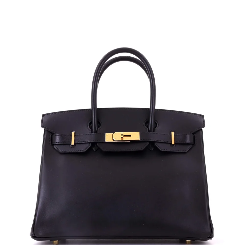 Box Calf Birkin 30 in Noir