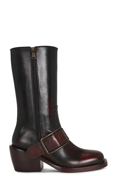 Mid Calf Square Toe Boot