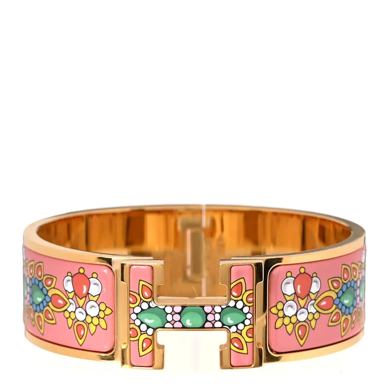 Enamel Printed Wide Parures Des Maharajas Clic Clac H Bracelet GM Tropique